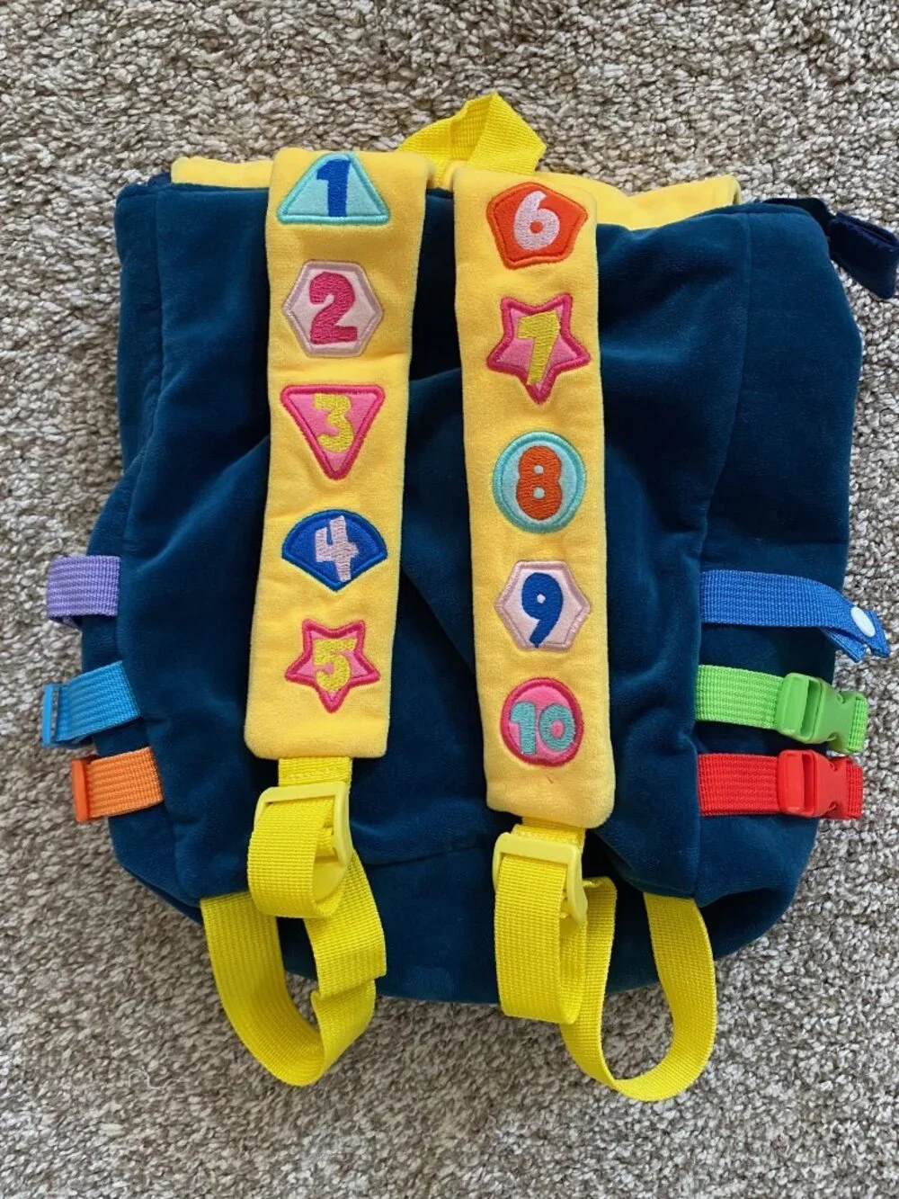White Dolphin Toy Kid Busy Board Sensory Backpack Plush Montessori Travel Toy
